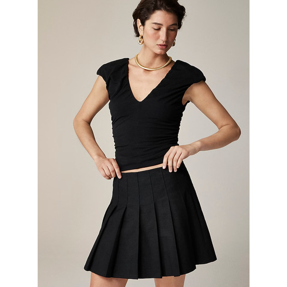 J Crew Ruched V Neck Top XS Red NWT Stretch Blouse Tee Womens CA527 J.Crew - Picture 2 of 4